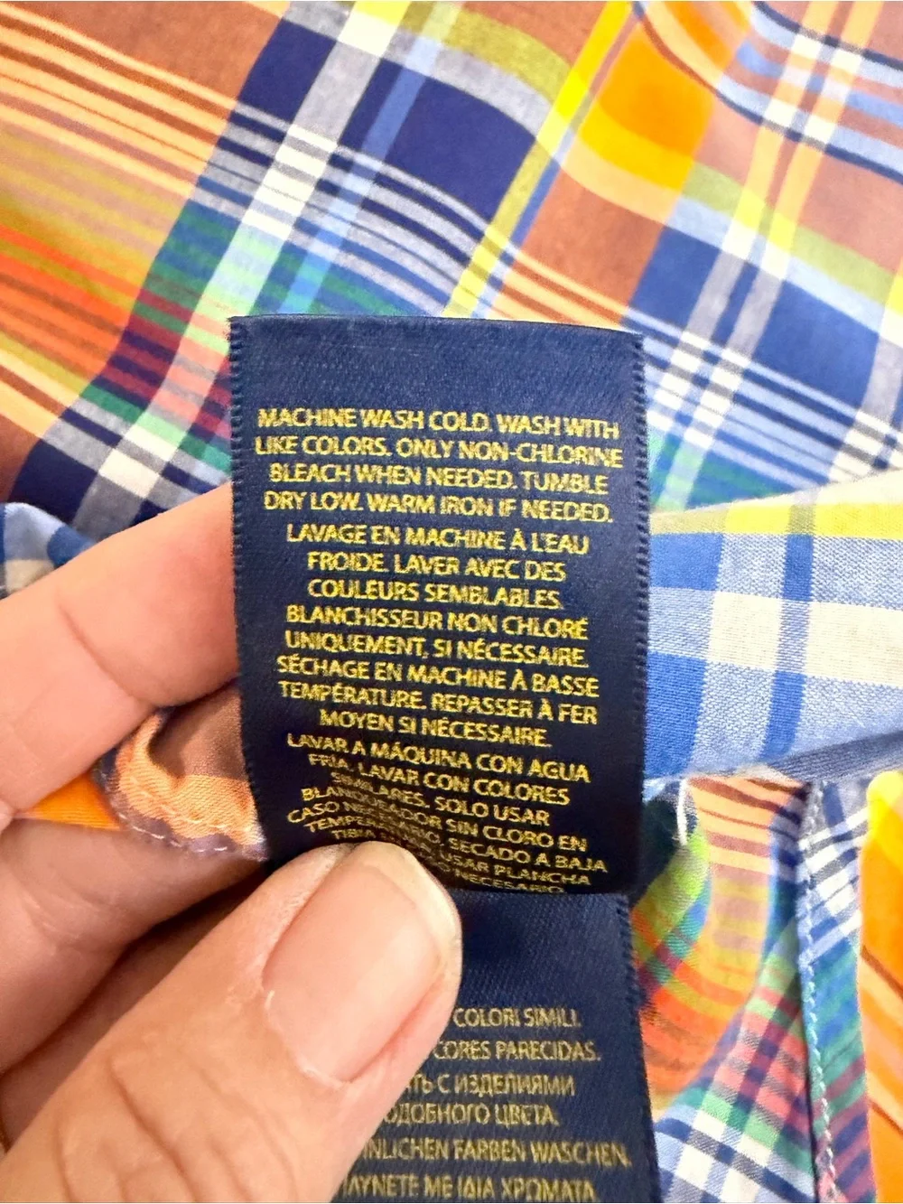Ralph Lauren Boy’s Classic Orange Plaid Button Down  Shirt Size 14-16 EUC